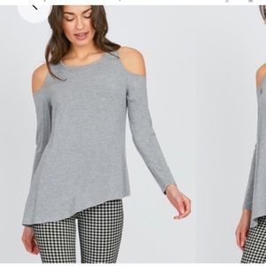 Summer & sage gray asymmetrical cold shoulder top